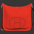 Red Leather Shoulder Bag With Perforated H Pattern And Adjustable Strap Design