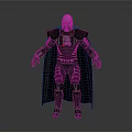Sci-Fi Warrior Character With Metallic Helmet Armored Body And Long Cloak