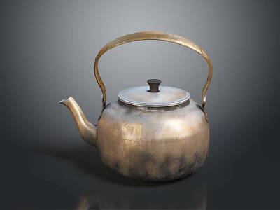 Vintage Copper Teapot with Handle Lid and Spout for Daily Household Use 3d model