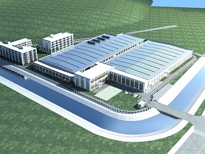 Modern Factory Building Industrial Park model