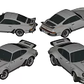 Classic Silver Sports Car Featuring Retro Design And Multiple Angles View