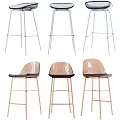 Modern Transparent Bar Stools With Metal Legs For Kitchen Bar Decor 3d model