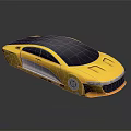 Yellow Futuristic Concept Car With Sleek Design And Solar Panel Roof