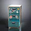 Blue Chest Of Drawers Featuring Multiple Drawers And Decorative Cartoon Stickers
