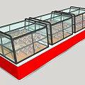 Red Retail Display Cases With Glass Doors For Pastry Items And Serving Counter