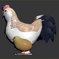 Three Colorful Flying Animals Adult And Baby Chickens With Fluffy Feathers