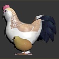 Modern cock cock hen chick 3d model