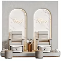 Gray Massage Chairs In Arcadia Beauty Relaxation Space With Arched Marble Wall