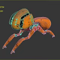 Orange Mechanical Ant Game Character With Metallic Joints And Reflective Surface 3d model