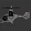 Futuristic Metallic Aircraft With Dual Rotors And Yellow Tip Blades