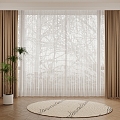 Modern Curtain Cloth Curtain Gauze Curtain 3d model