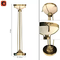 Classical Style Brass Floor Lamp Featuring White Lampshade And Ornate Decorative Details