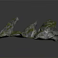 Detailed Natural Rock Formation Featuring Mossy Cave And Lush Green Grass Terrain