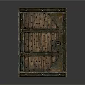 Classic Vintage Wooden Door Featuring Metal Frame And Riveted Decorative Panels