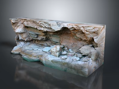 Wood and Stone Artistic Sculpture With Natural Textured Surface And Unique Decorative Design 3d model