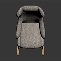 Modern Gray Upholstered Rocking Chair With Wooden Rocking Legs And Comfortable Design