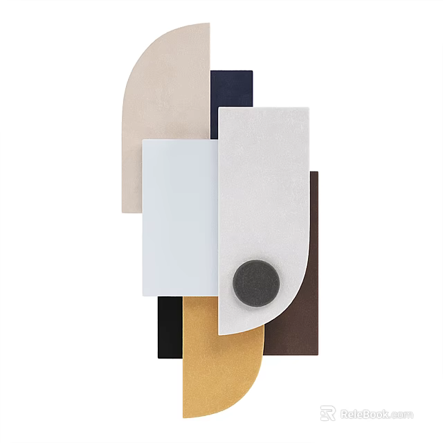 Modern Geometric Wall Decor With Layered Multicolored Panels And Circular Accent 3d model 
