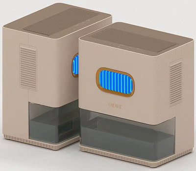 Two ORIENTE Daily Use Electrical Appliances Featuring Beige Body And Blue 3d model