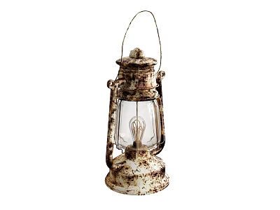 Vintage Rustic Table Lamp Metal Frame Glass Shade with Classic Light Bulb Design 3d model