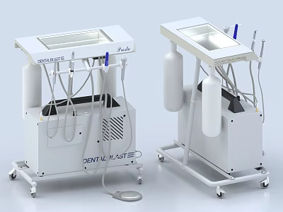 Professional Dental Medical Equipment With Mobile Wheel Cart Sink And Treatment Tools 3d model