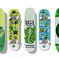Colorful Skateboards Sports Equipment with Various Graphics and Unique Brand Designs