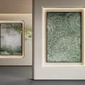 Abstract Painting With Green Textured Pattern In White Frame For Modern Interior Wall Art Decor