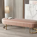 Pink Stitched Sofa Bench With Gold Metal Legs In Modern Interior