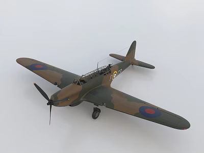 WWII Fighter Aircraft With Camouflage Paint Roundel Insignia And Single Propeller Design 3d model