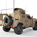 Beige Armored Tactical Utility Vehicle With Roof Mounted Antennas And Off Road Capability