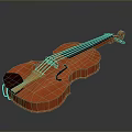 Orange Wooden Violin Daily Life Product With Strings And Smooth Body Design