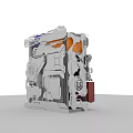 Custom Stylish PC Case With Metallic Design Orange Accents And Cooling Vents 3d model
