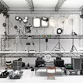 Professional Photography Studio Setup With Lighting Tripods Cameras And Audio Gear
