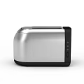 Silver Toaster With Black Edges Rectangular Shape And Smooth Surface Design