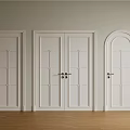 White Hinged Doors With Single Double Panel And Arched Top Designs For Home Interior 3d model