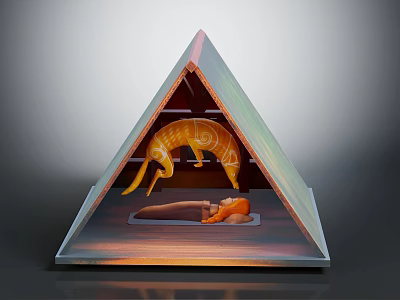 Creative Triangular Furniture Design With Reclining Figure And Animal Motif 3d model