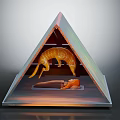 Creative Triangular Furniture Design With Reclining Figure And Animal Motif