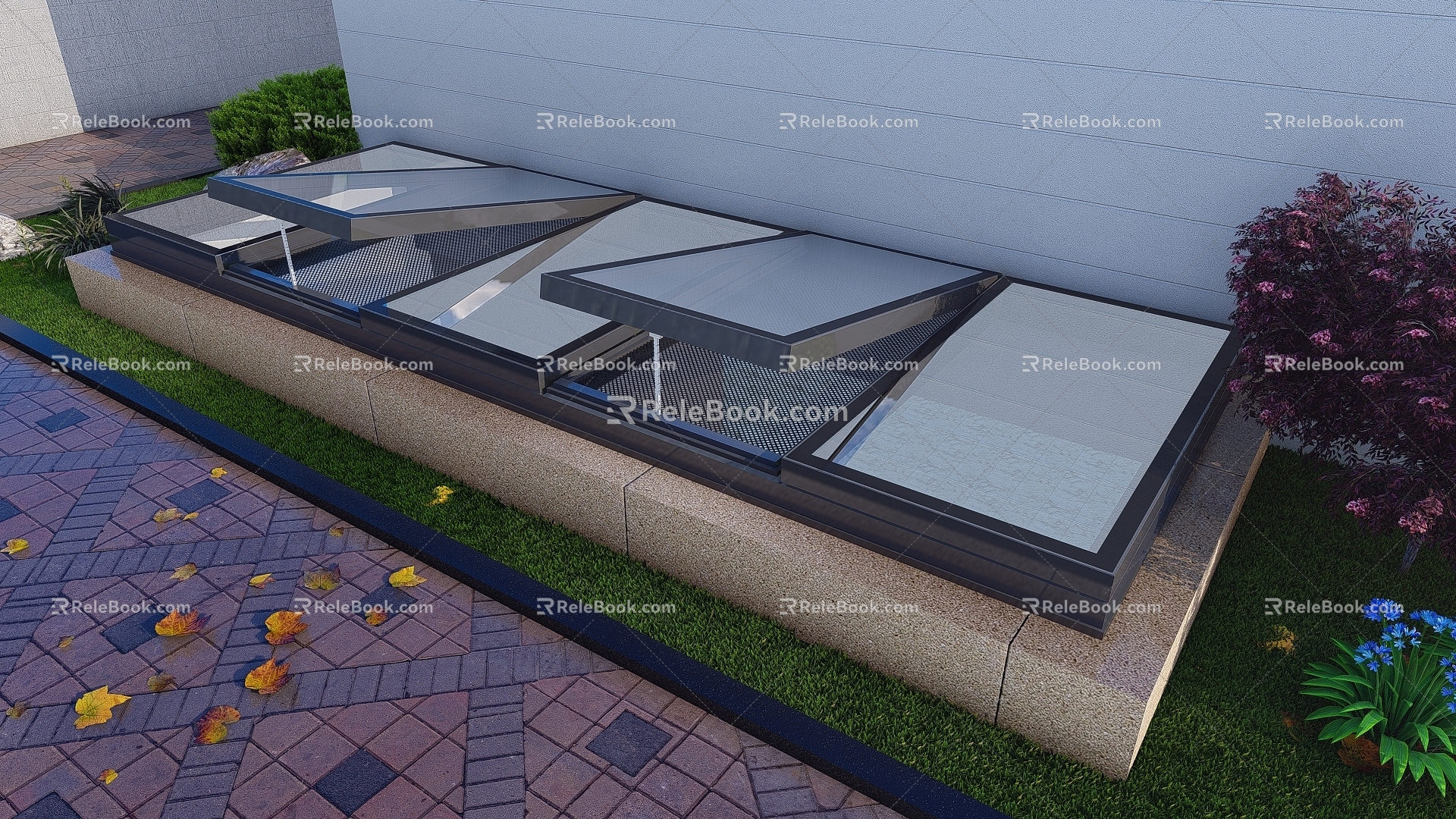 Villa lighting well row skylight 3d model