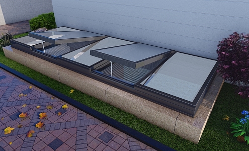 Villa lighting well row skylight 3d model