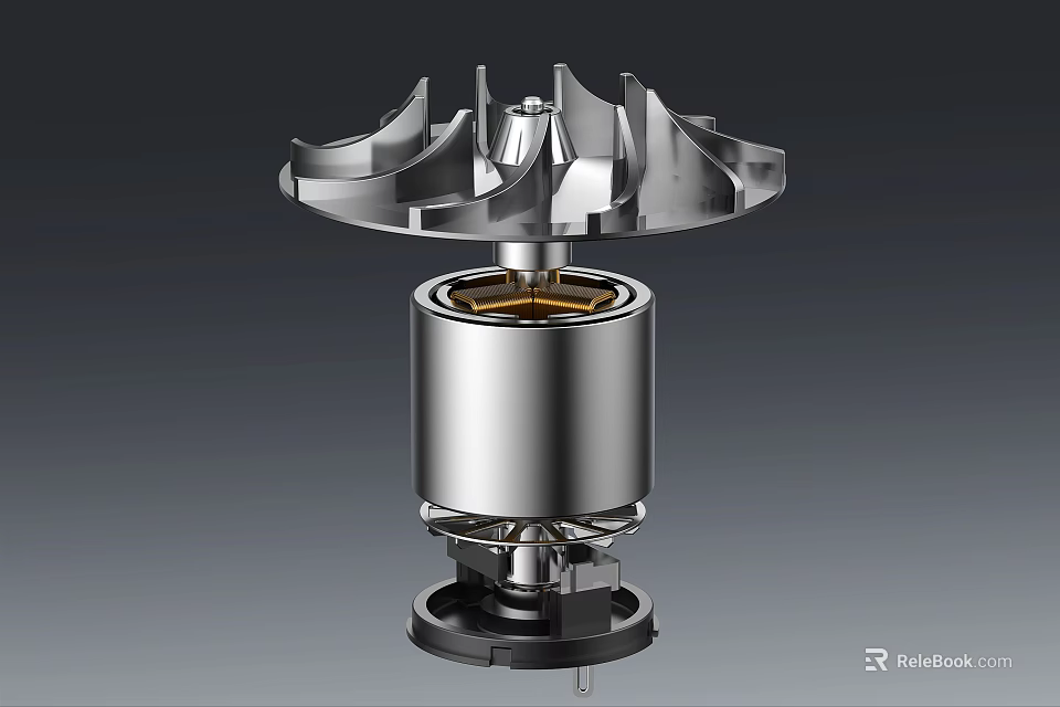 High Performance Engine Turbocharger Turbine With Metallic Blades And Robust Structure 3d model 