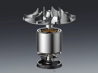 High Performance Engine Turbocharger Turbine With Metallic Blades And Robust Structure 3d model