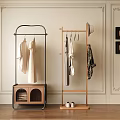 Metal And Wooden Clothes Racks With Storage Cabinet Hanging Clothes Hat Shoes In Interior