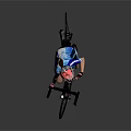 Woman Riding Road Bicycle Wearing Helmet And Blue Cycling Jersey