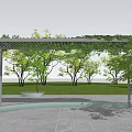 Modern Pergola Covered With Lush Green Vines Surrounded By Trees And Lawn