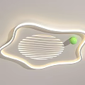 Modern Ceiling Lights With White Frame Striped Structure And Green Dot Decoration 3d model