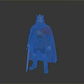 Medieval King In Armor With Crown Red Cape And Sword 3d model