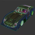Gray Retro Sports Car with Sleek Body Yellow Wheels and Round Headlights