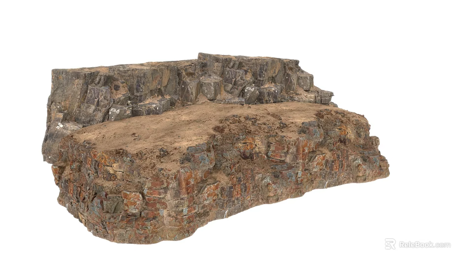 Natural Rock Formation With Layered Stone Structure And Earthy Surface 3d model 