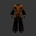 3D Character Wearing Traditional Red Gold Outfit With Chinese Dragon Pattern And Black Sleeves