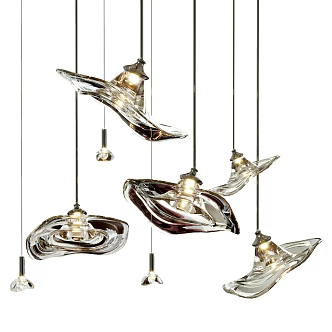 Modern chandelier glass chandelier cloud chandelier combination 3d model
