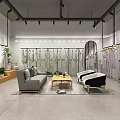 Modern Clothing Store Interior With Fashion Apparel Hanging Racks Mannequins Wooden Shelves And Plants